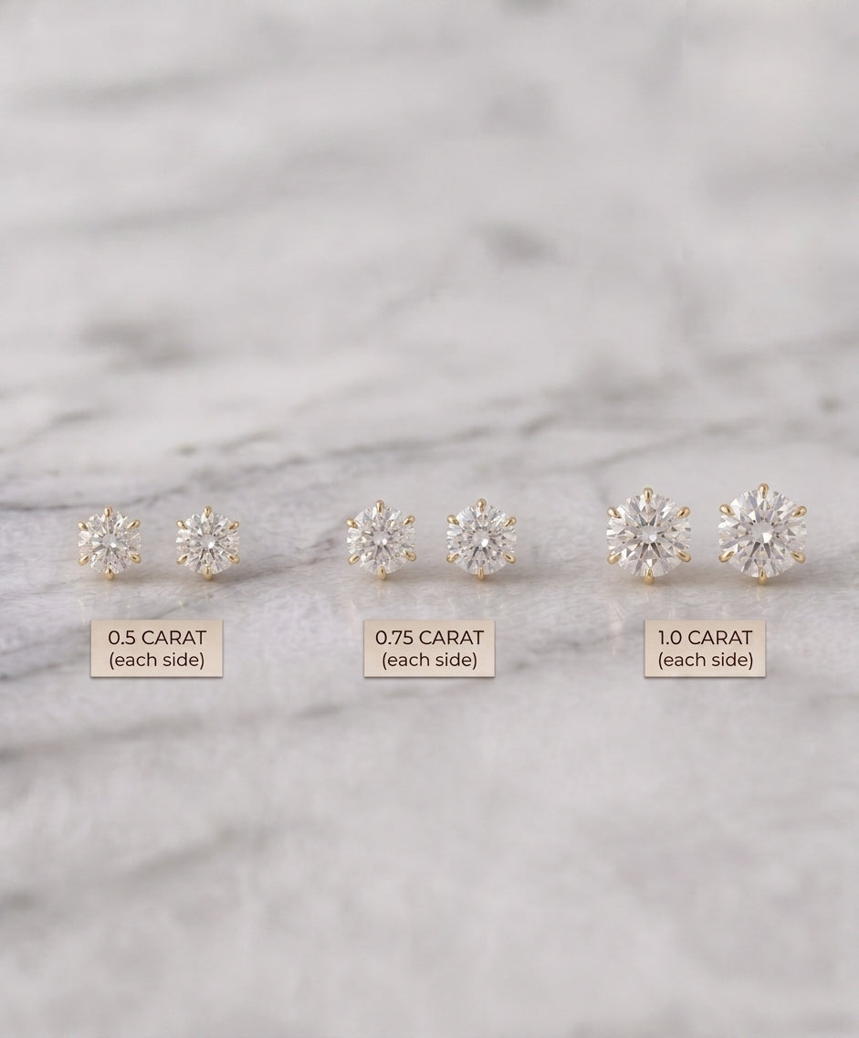 0.5 Carat Round Lab Grown Diamond Stud Earrings