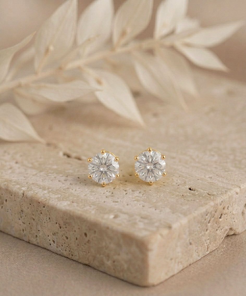 1.0 Carat Round Lab Grown Diamond Stud Earrings