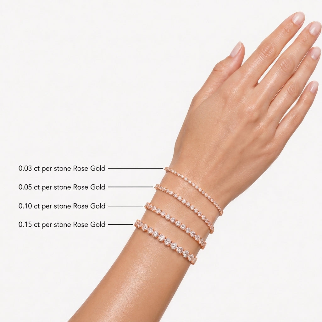 Round Shape Rose Gold Tennis Bracelet   (0.05cts/ pcs)