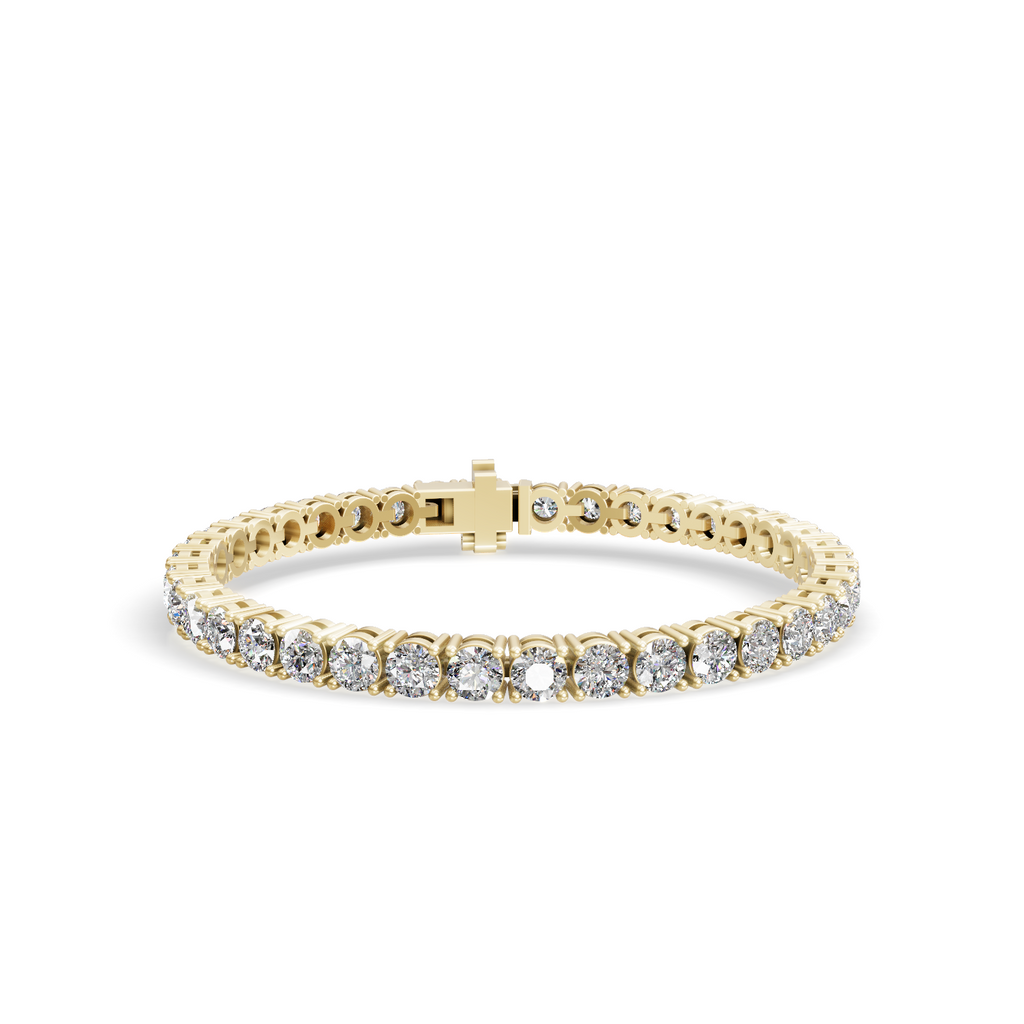 Round Shape Yellow Gold Tennis Bracelet   (0.1cts/ pcs)