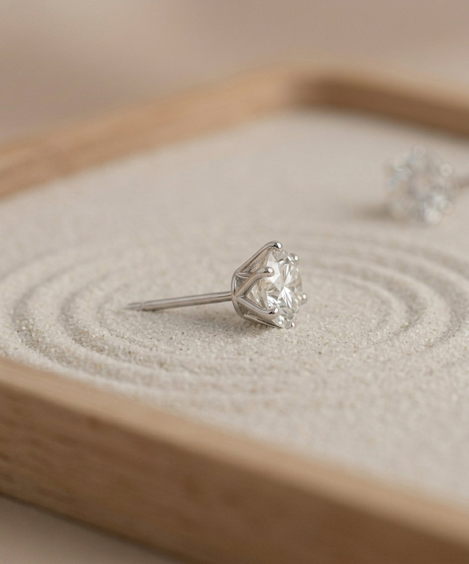 1.0 Carat Round Lab Grown Diamond Stud Earrings