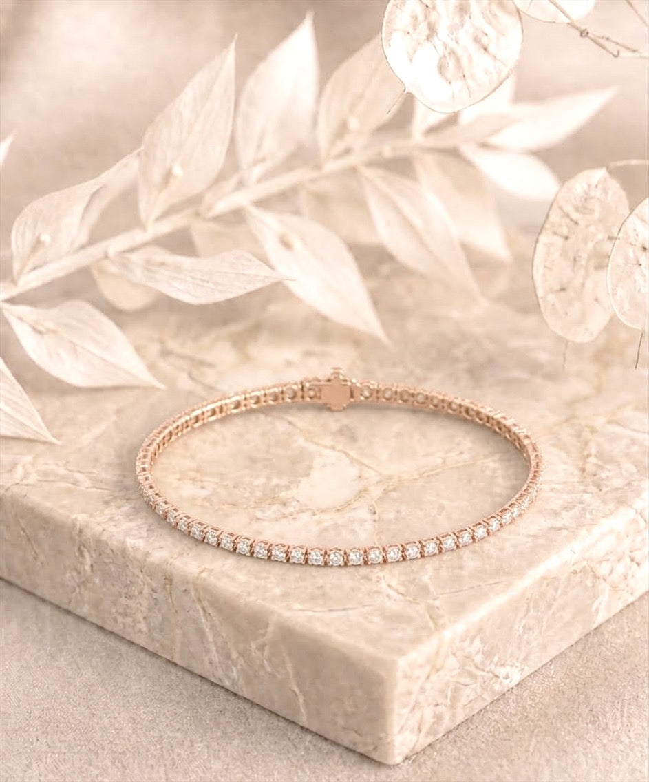 Round Shape Rose Gold Tennis Bracelet   (0.03cts/ pcs)