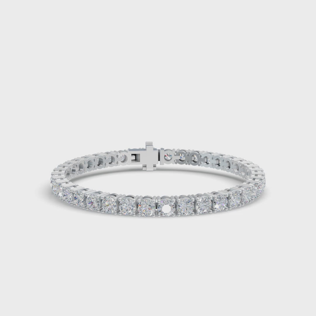 Round Shape White Gold Tennis Bracelet (0.15cts/ pcs)