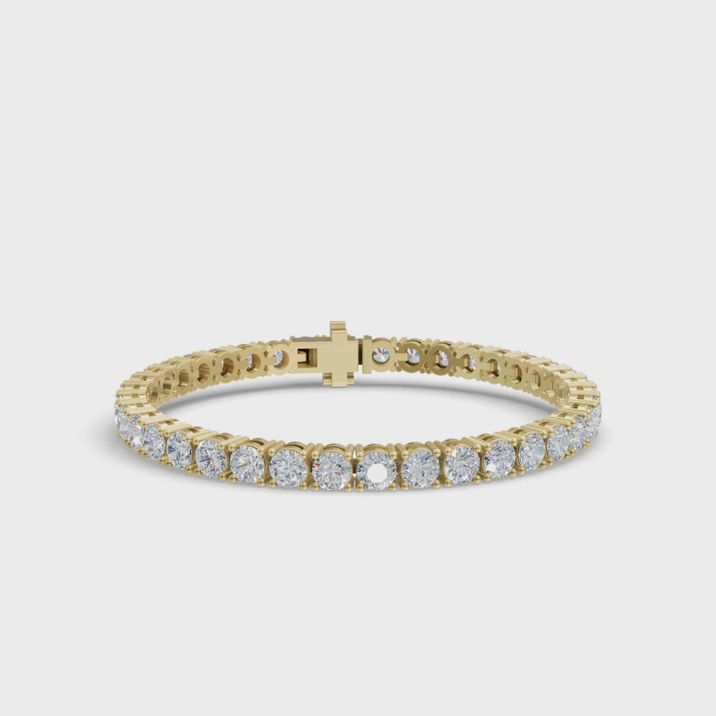 Round Shape Yellow Gold Tennis Bracelet   (0.1cts/ pcs)