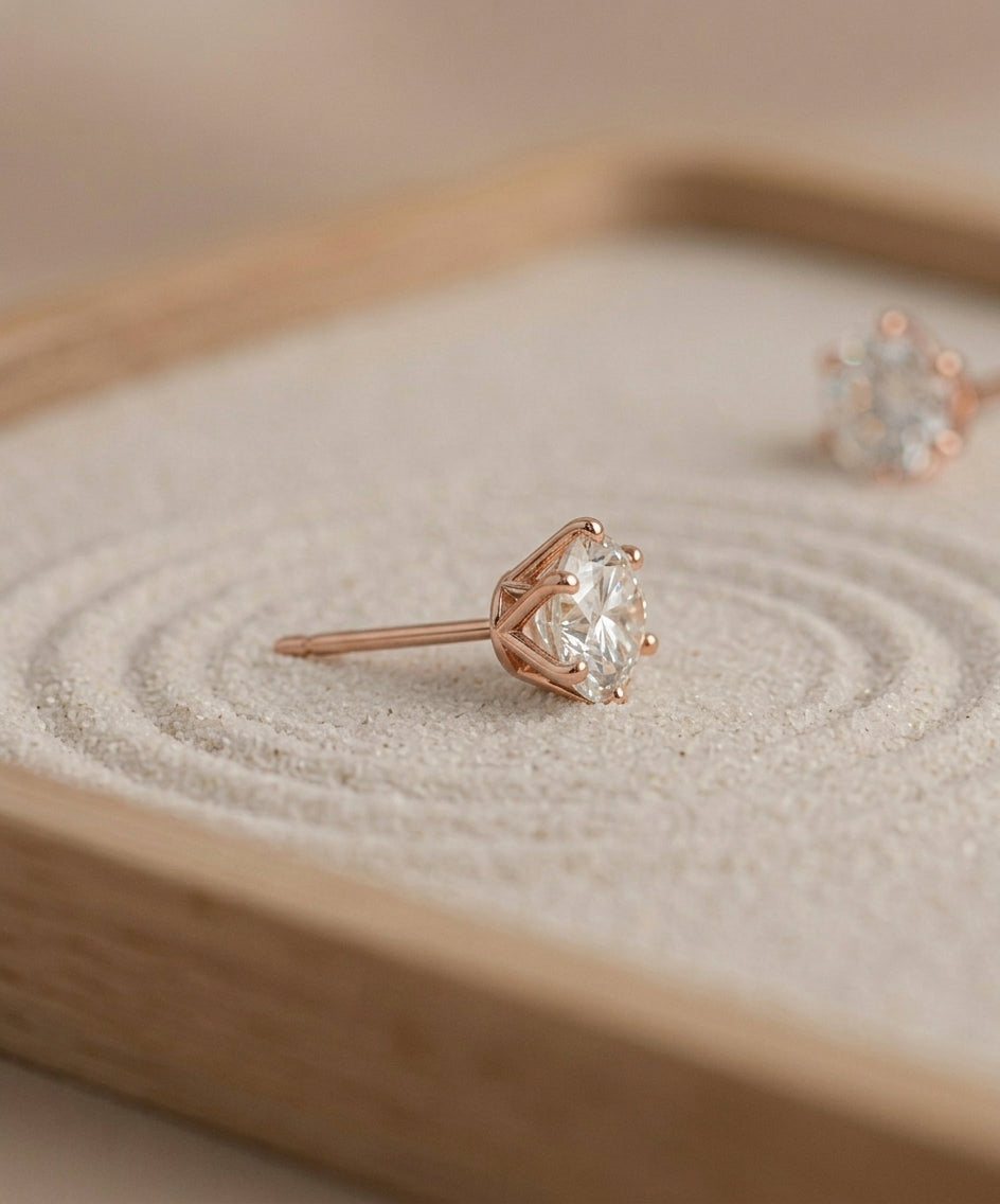 1.0 Carat Round Lab Grown Diamond Stud Earrings